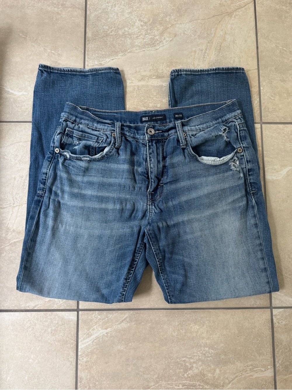 BKE Jake Straight Distressed Denim Jeans